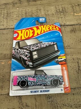 Hot Wheels '83 Chevy Silverado Black Widow - Pink & Black